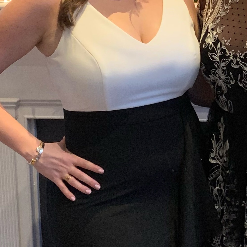 Elegant Black and White Full Length Dress